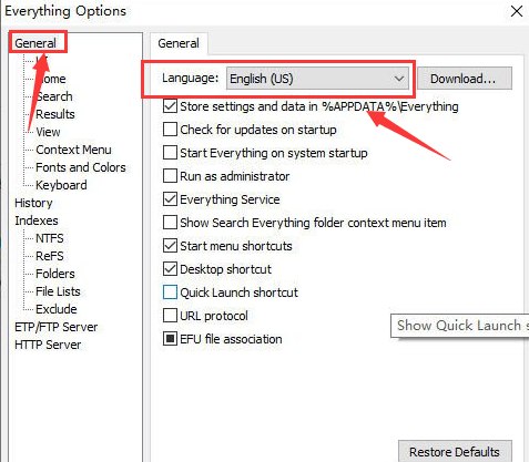 Everything怎么设置中文