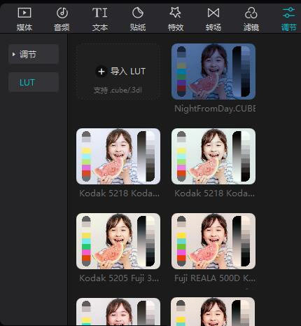 剪映怎么使用LUT文件调色短片