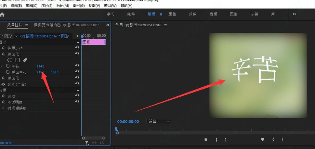 PR文字怎么添加球面化效果
