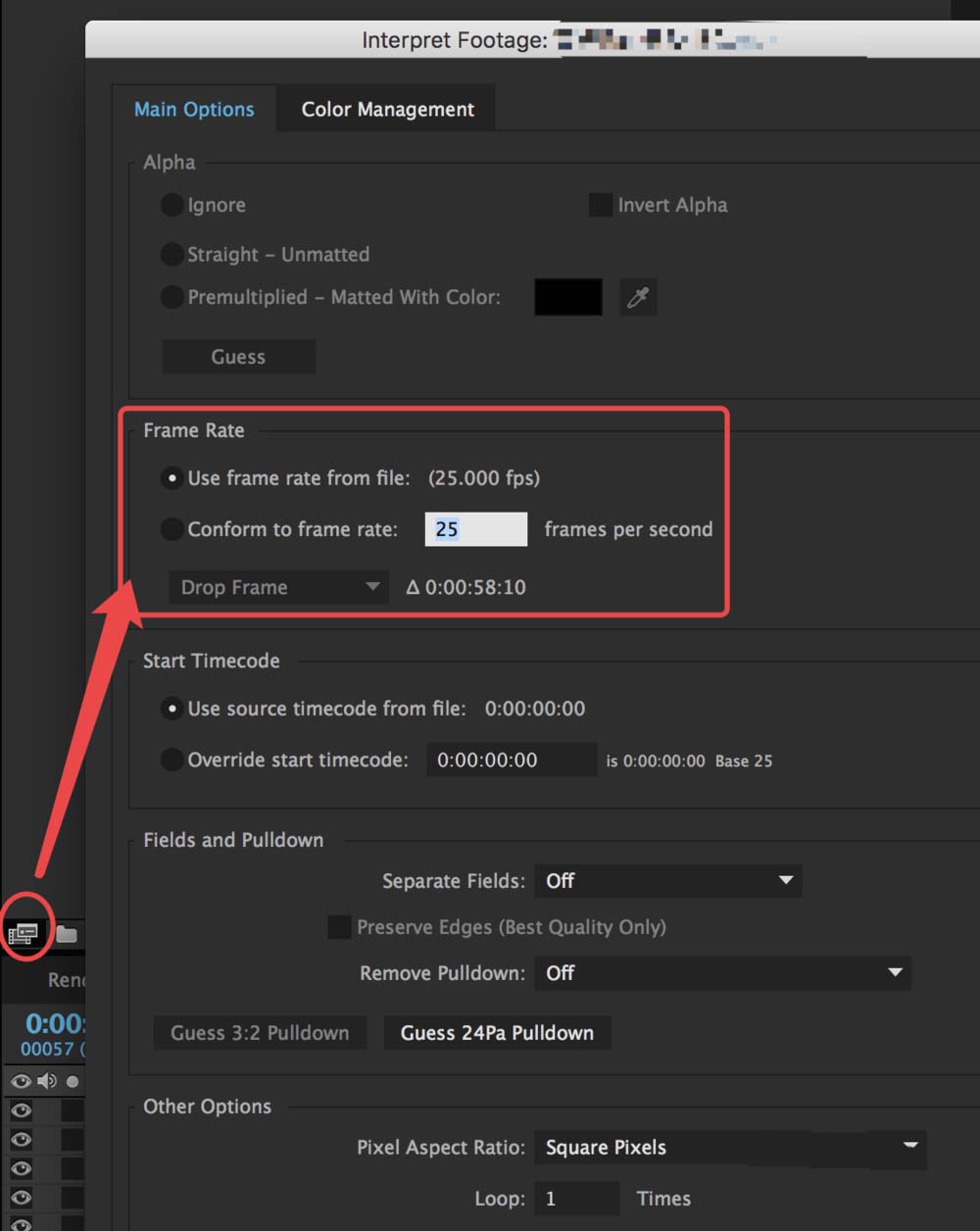 Premiere怎么解释素材更改导入序列的帧率