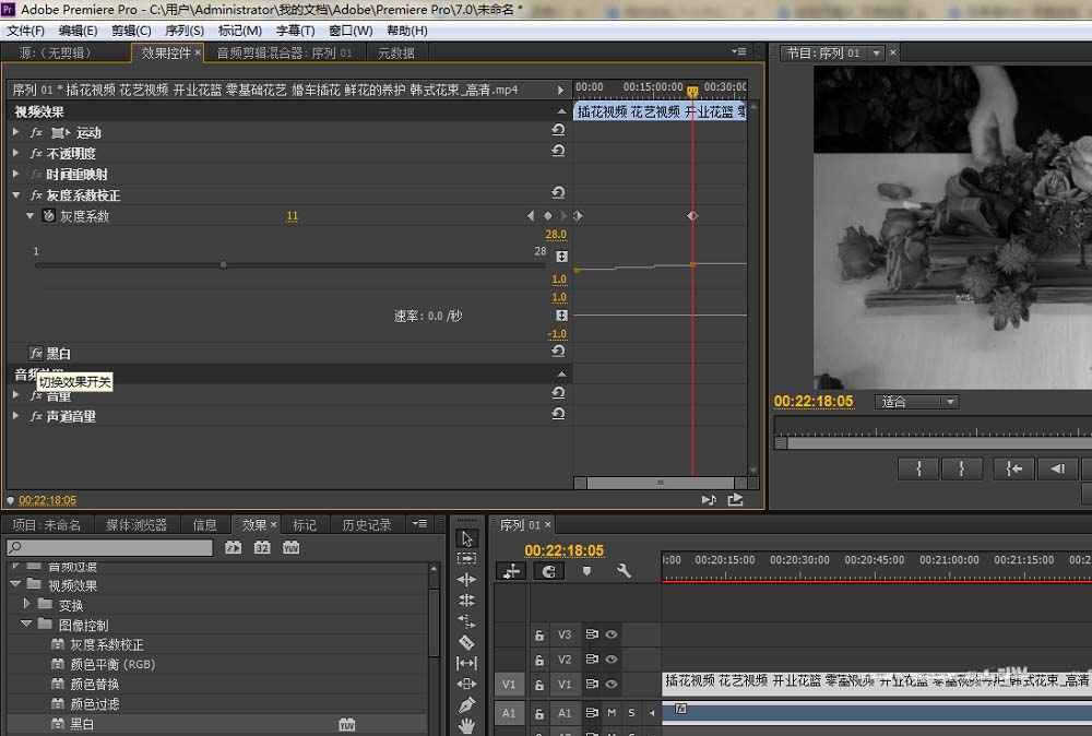 premiere怎么给视频去色