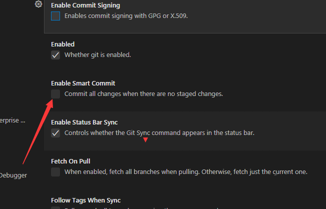 VSCode中git怎么开启智能提交