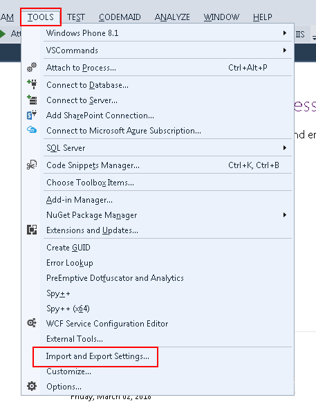 VS2013环境配置数据怎么导出