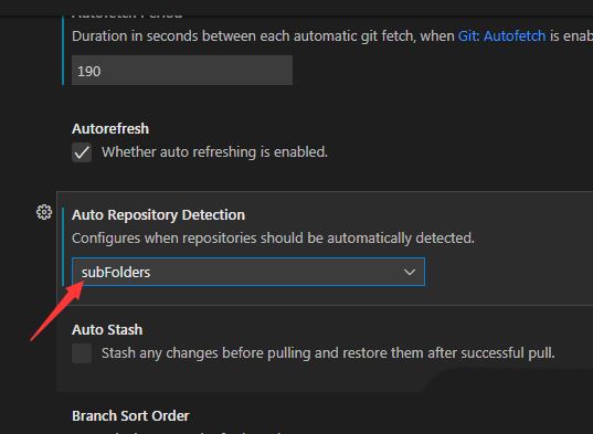 Visual Studio Code怎么关闭自动存储库检测子文件夹