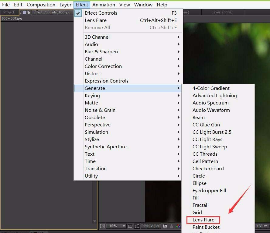 ae怎么给图片制作lens flare效果