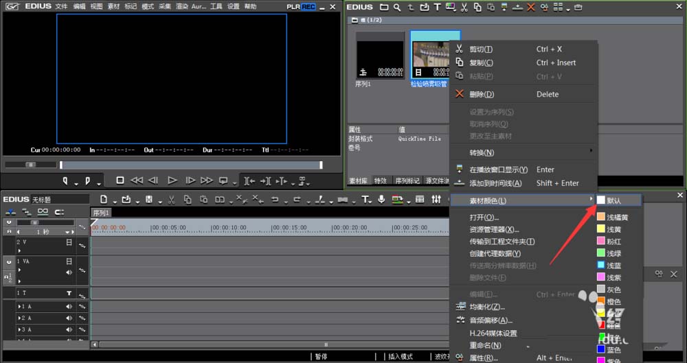 edius素材标怎么设置颜色