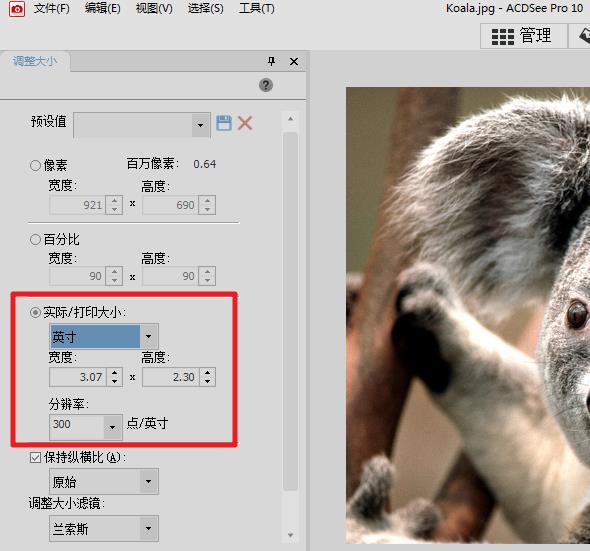 acdsee怎么调整图片的分辨率